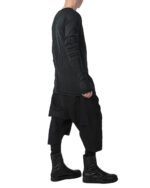 WOOL DROPCROTCH SLIT SHORTS