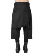 WOOL DROPCROTCH SLIT SHORTS