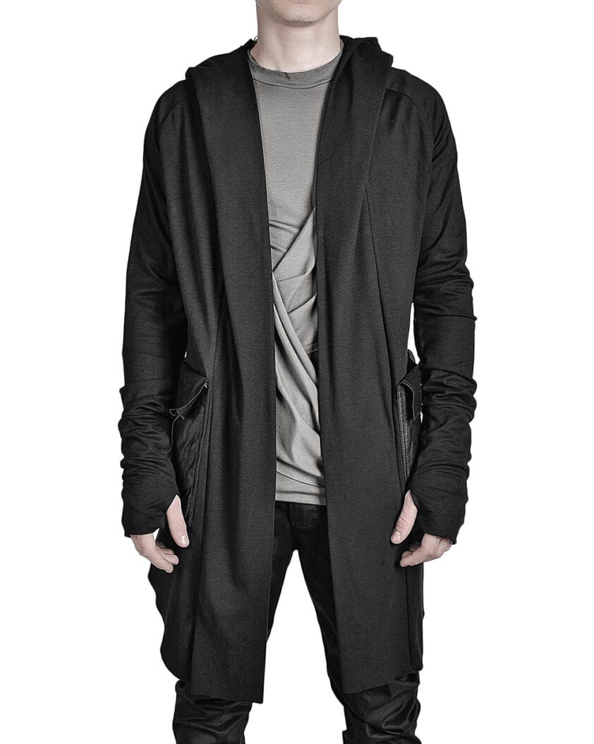 FIBER BOND HOODED JERSEY CARDIGAN