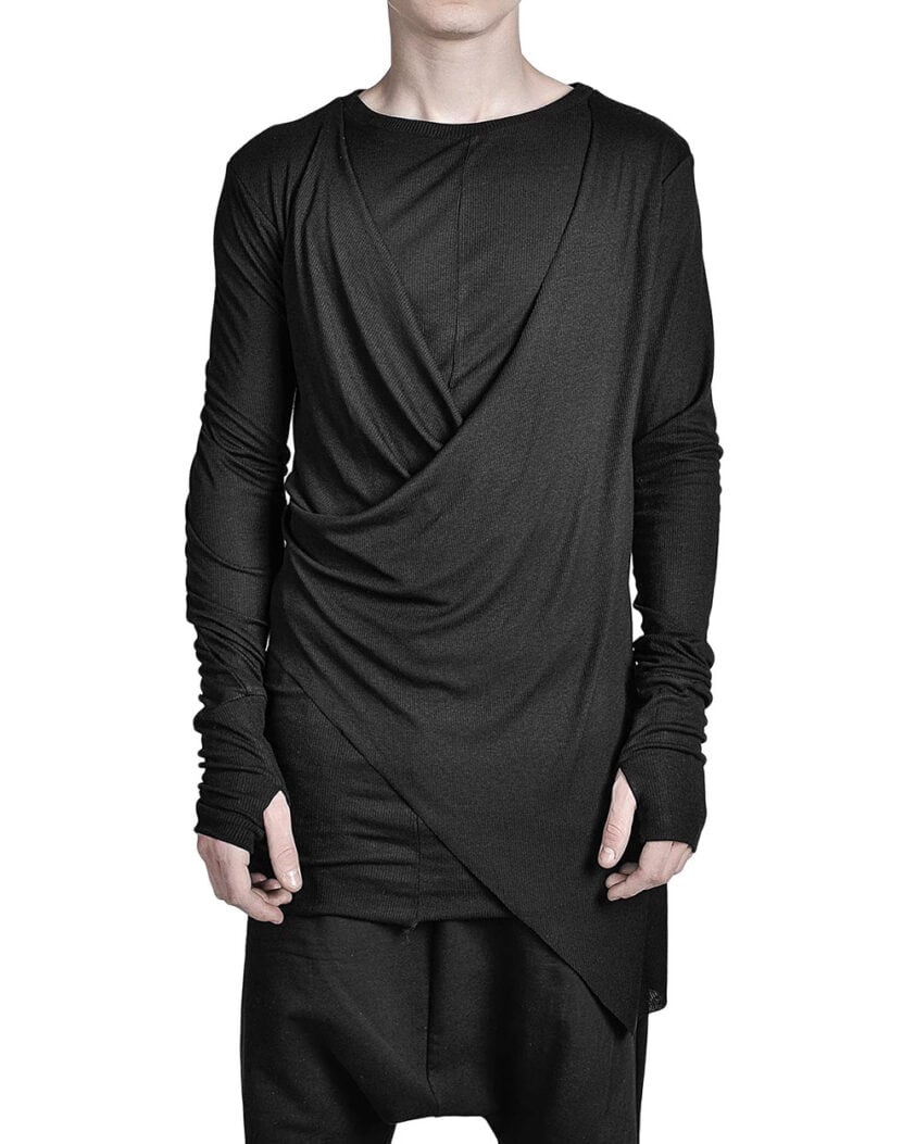 DRAPED LAYERS LONG SLEEVE T-SHIRT