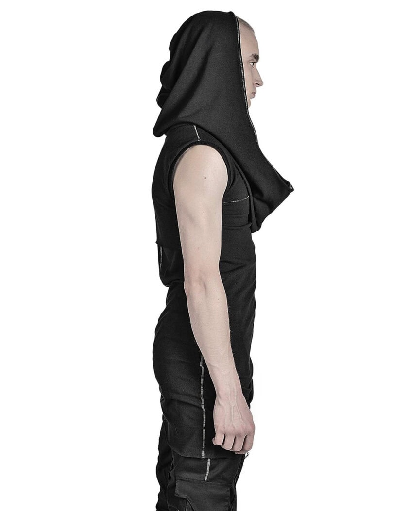 SCAR-STITCHED SLEEVELESS HOODIE