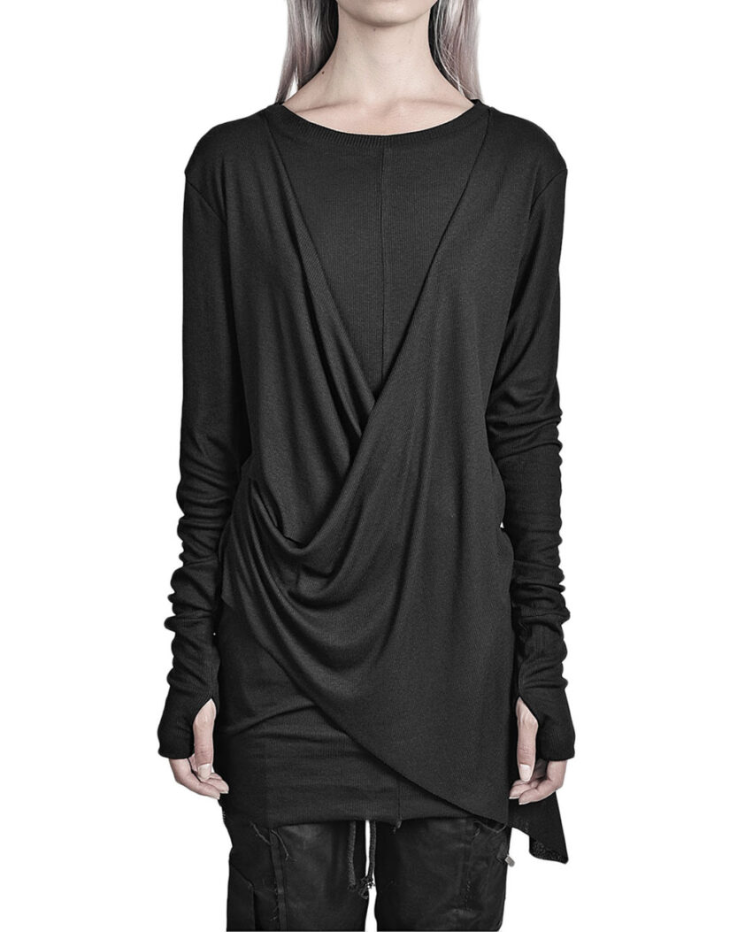 DRAPED LAYERS LONG SLEEVE T-SHIRT