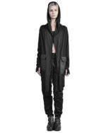 FIBER BOND HOODED JERSEY CARDIGAN