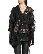 Black Fiber Bond Cuff Cardigan