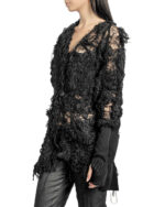 Black Fiber Bond Cuff Cardigan