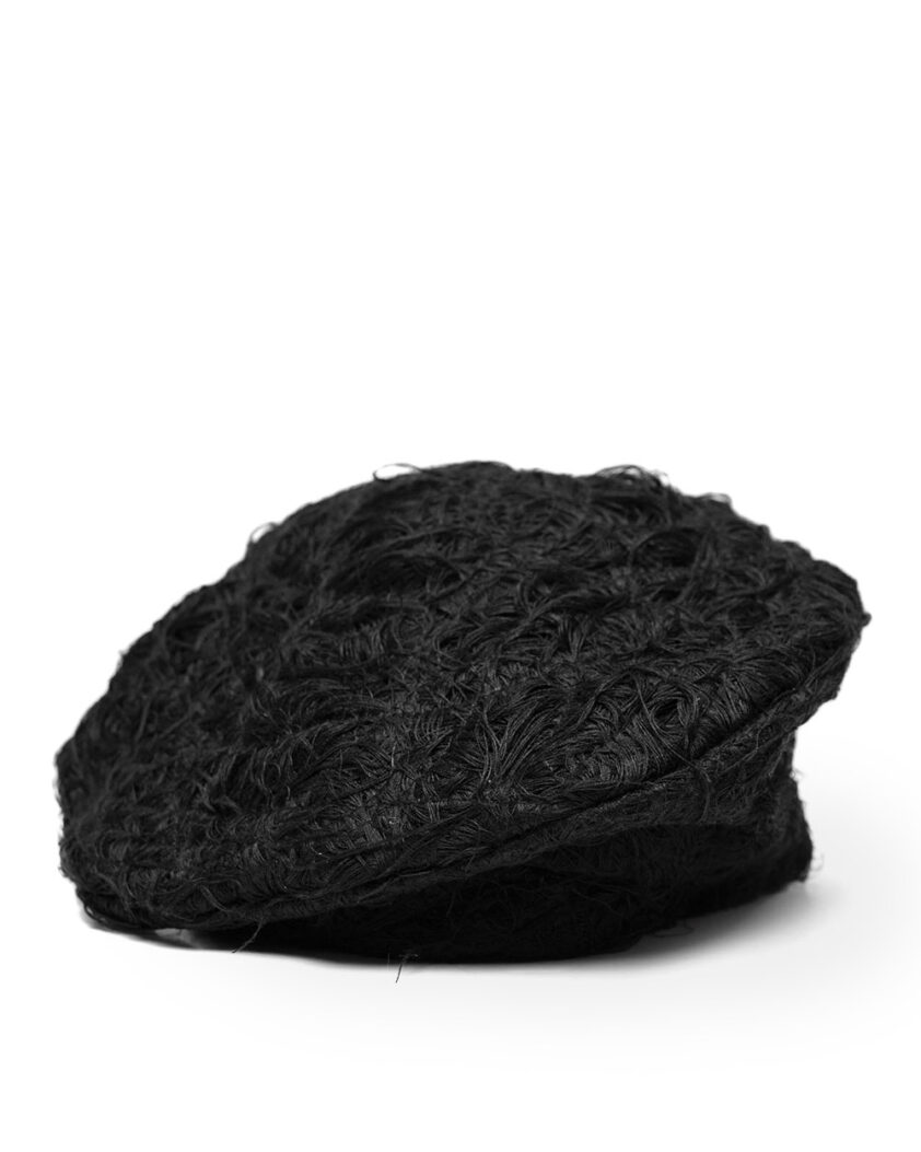 Black Fiber Bond Beret Hat