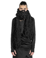 Black Unisex Fiber Bond Winter Scarf