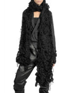 Black Unisex Fiber Bond Winter Scarf