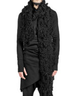 Black Unisex Fiber Bond Winter Scarf