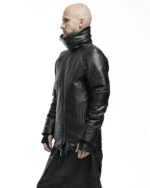 Leather Diagonal Zip Winter Jacket