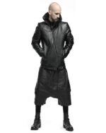 Leather Diagonal Zip Winter Jacket