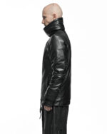 Leather Diagonal Zip Winter Jacket