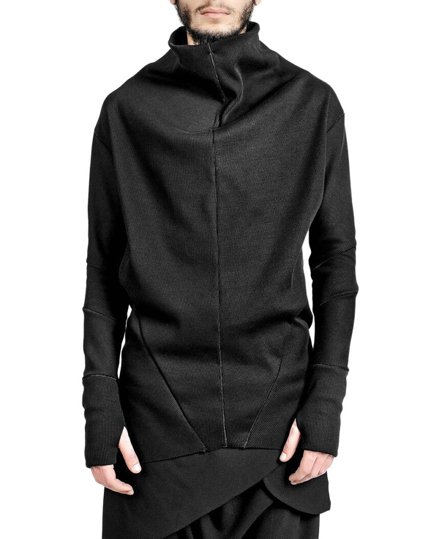 Paneled Raised Collar Sweater