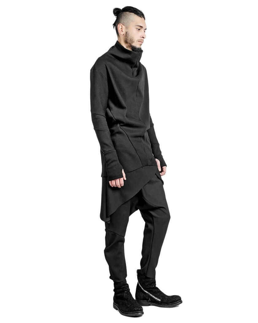 Paneled Raised Collar Sweater