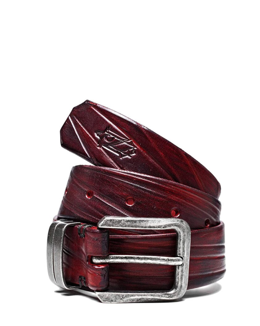 Linear Scar Dyed Red Belt