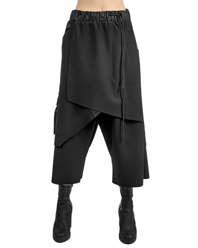 Layered Asymmetric Skirt Pants
