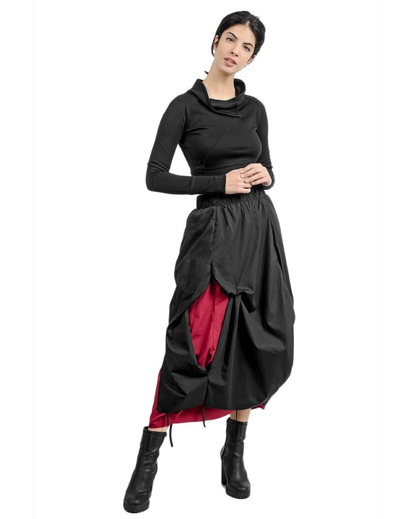 Draped Layered Asymmetric Skirt