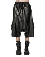 Cargo Segment Wide Leather Shorts