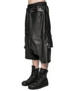 Cargo Segment Wide Leather Shorts