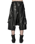 Cargo Segment Wide Leather Shorts