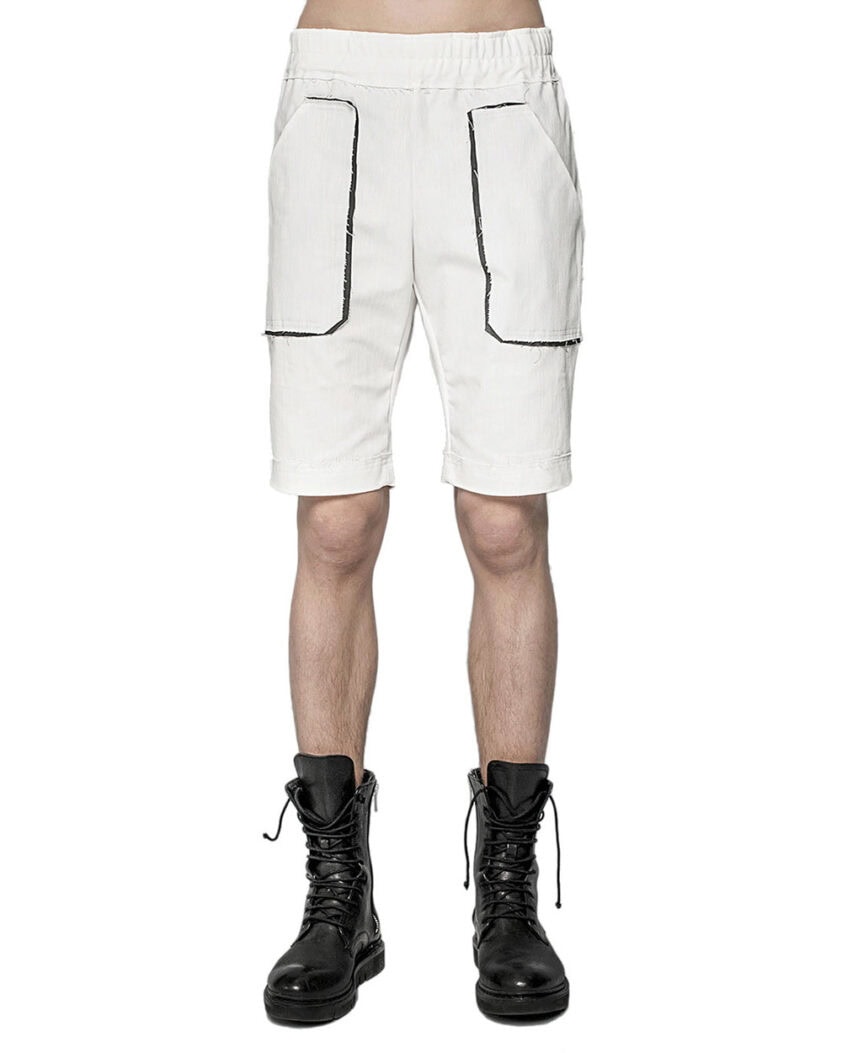 Contrast White Raw Shorts