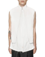 Layered Sleeveless White Collar Shirt