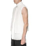 Layered Sleeveless White Collar Shirt