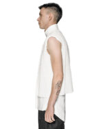Layered Sleeveless White Collar Shirt