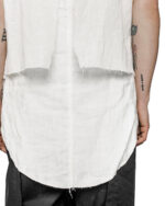 Layered Sleeveless White Collar Shirt