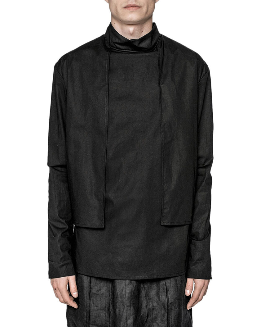 Standing Collar Layered Drape Shirt