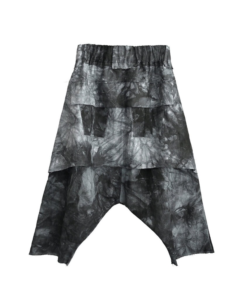 Layered Dyed Indigo Loose Shorts