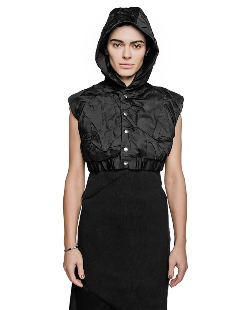 Hooded Crushed Crop Vest