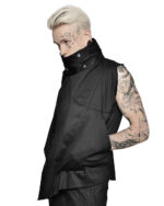 Segment High Neck Crushed Vest