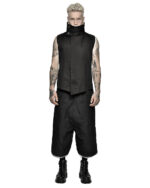 Segment High Neck Crushed Vest