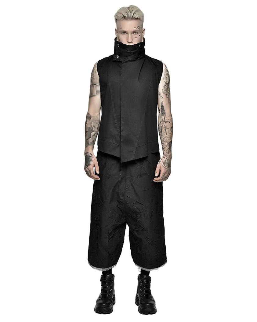 Segment High Neck Crushed Vest