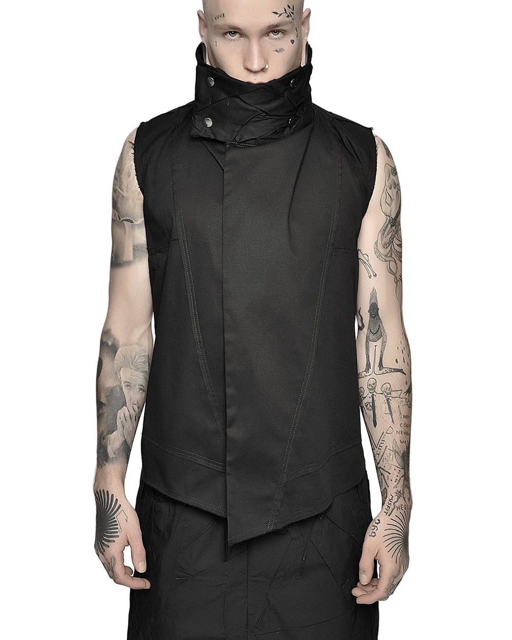 Segment High Neck Crushed Vest