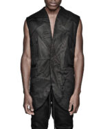 Crushed Sleeveless Vest Blazer