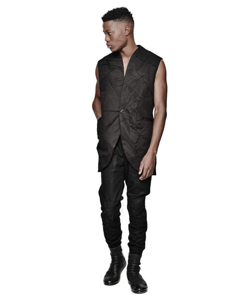 Crushed Sleeveless Vest Blazer