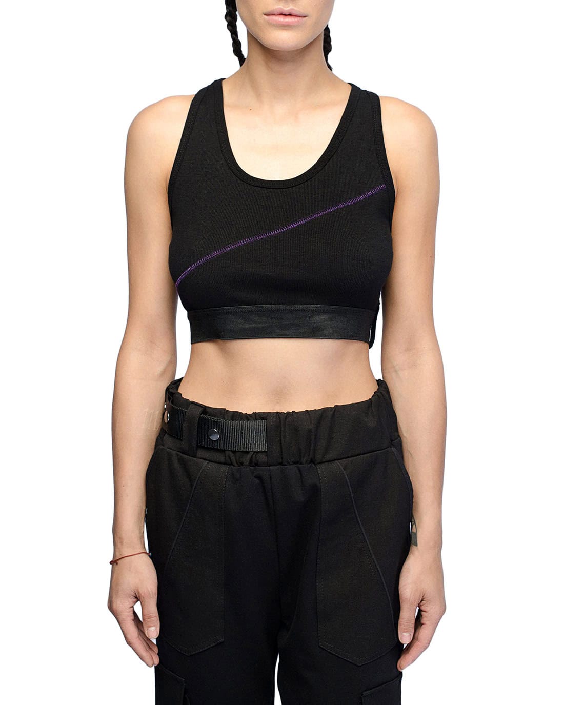 Angular Rib Knit Cropped Top
