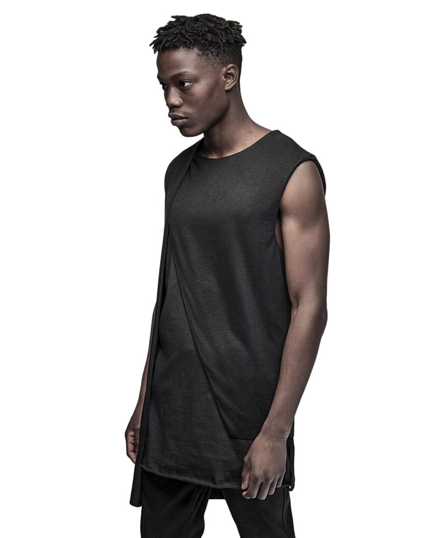 Asymmetric Layers Draped Sleeveless Top