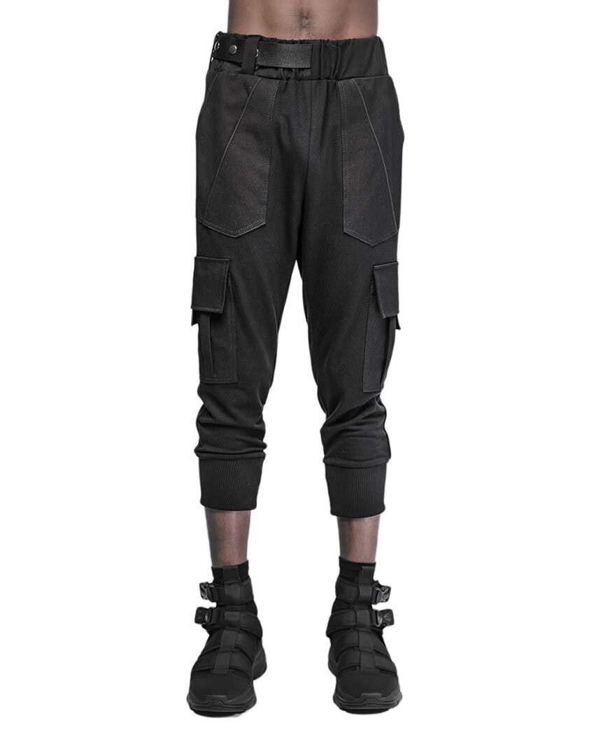Cropped Cargo Multi-Pocket Detail Trousers