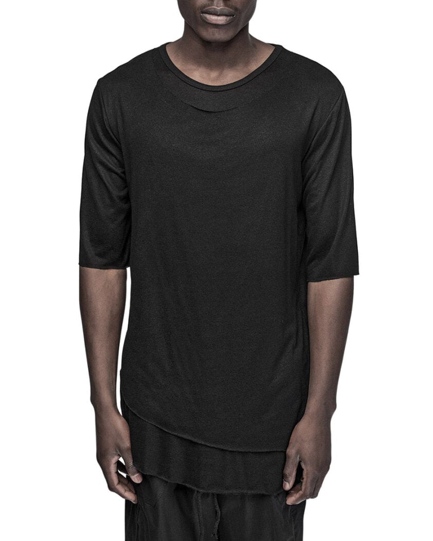 Double Layered Soft Rib Knit T-shirt