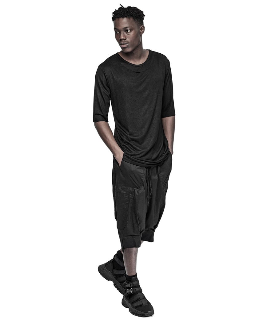 Double Layered Soft Rib Knit T-shirt