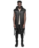 Hooded Cargo Sleeveless Wrap Jacket