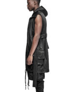 Hooded Cargo Sleeveless Wrap Jacket
