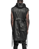 Hooded Cargo Sleeveless Wrap Jacket