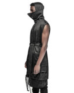 Hooded Cargo Sleeveless Wrap Jacket