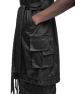 Hooded Cargo Sleeveless Wrap Jacket