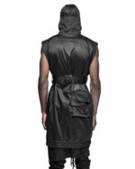 Hooded Cargo Sleeveless Wrap Jacket