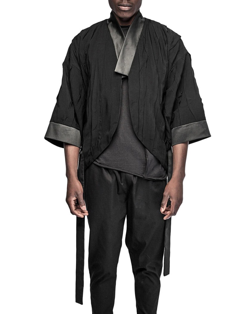 Linear Crushed Technique Kimono Jacket